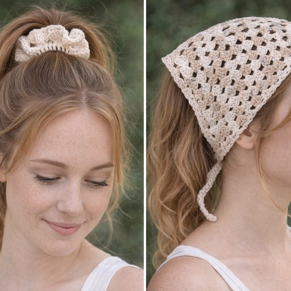 Handmade Crocheted Hair Accessory Set - Picture 6 of 6